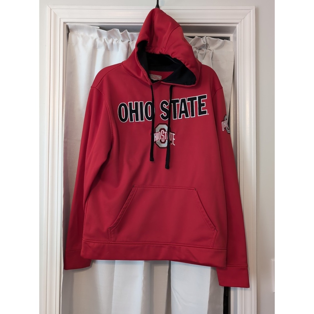 Ohio State Buckeyes Pullover Hoodie Scarlet and Gray Size M